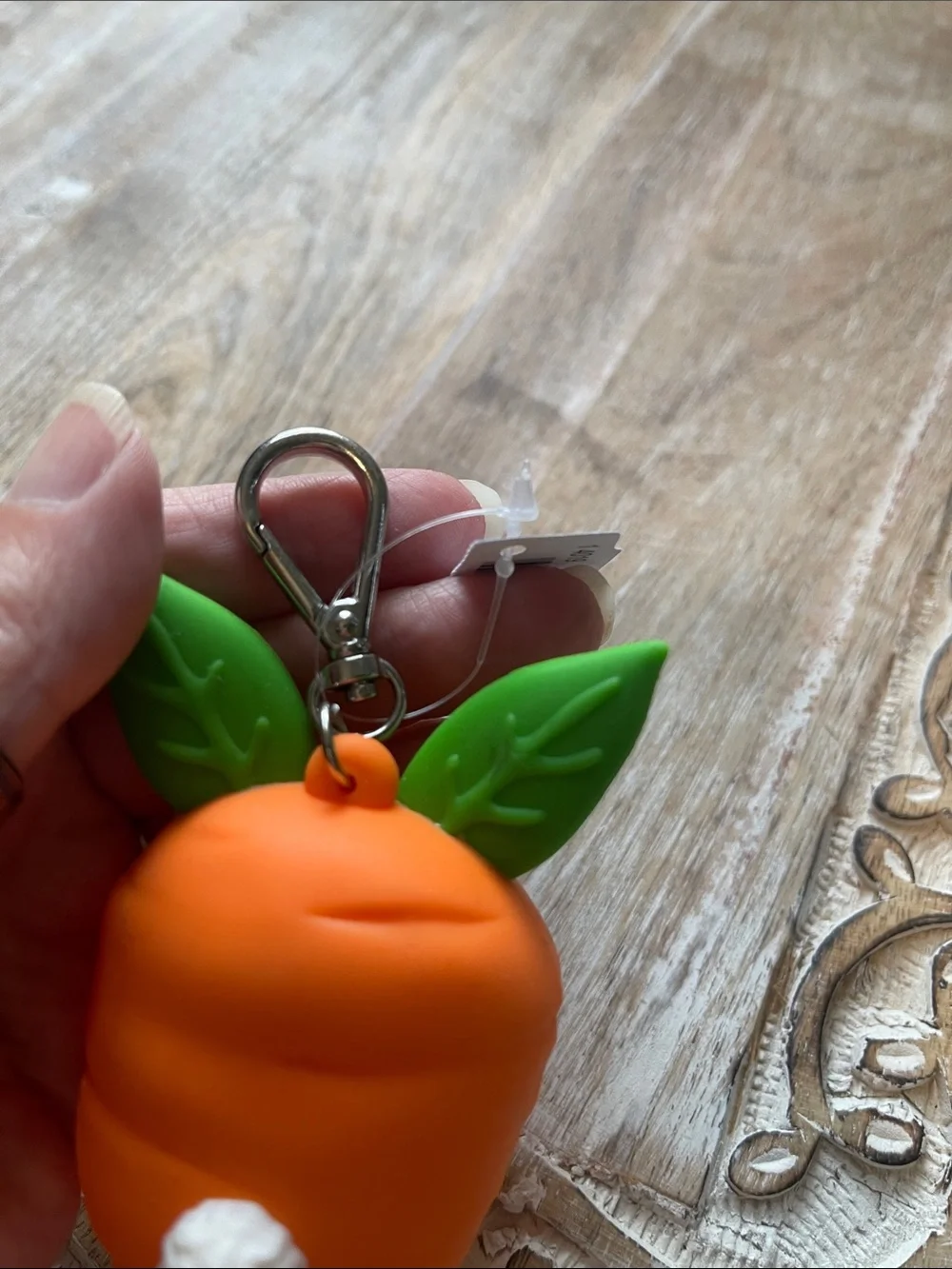Cute Orange Carrot Bunny Keychain with Green Leaves Pocketbac Holder